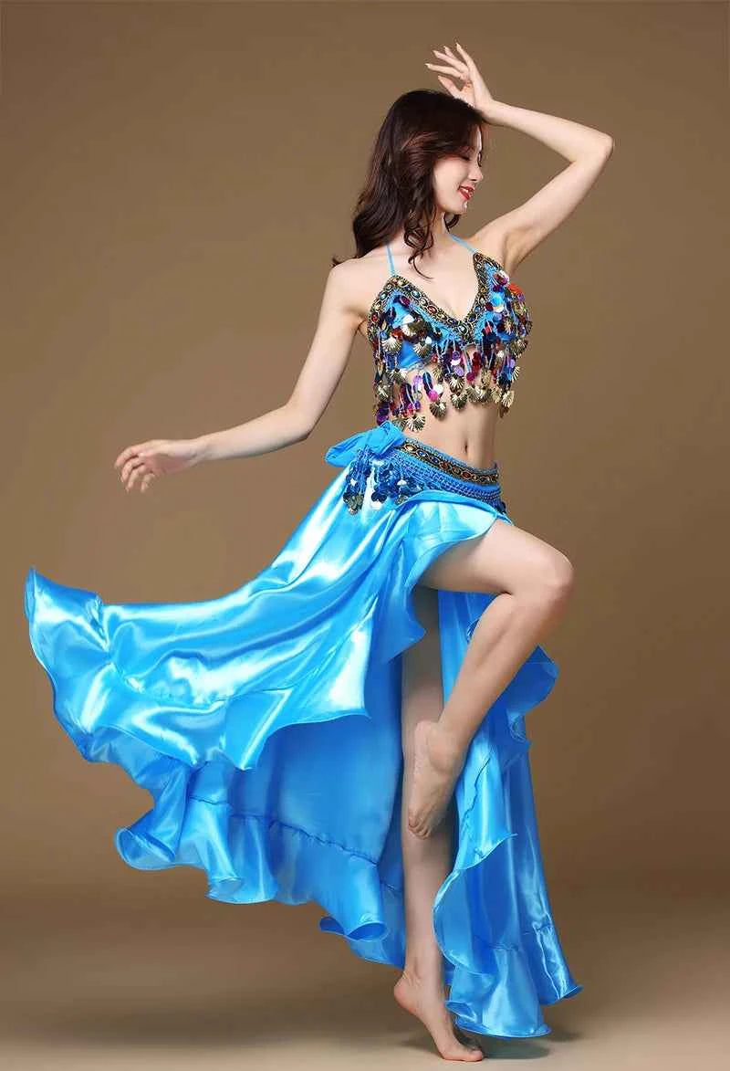 New Adult Lady Women Belly Dance Costume Oriental Bellydance Skirt Stage Performance 3pcs set Bra Belt Skirt Bellydancing Wear