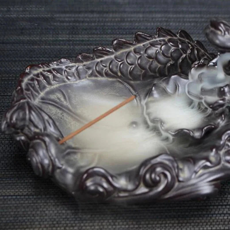 Backflow Incense Burner Incense Holder Auspicous Dragon Waterfall Aroma Furnace China Ceramic Crafts Zen Home Decor - AMULET RING STORE