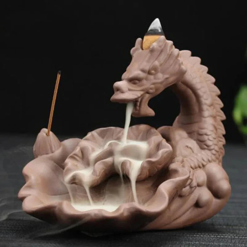 Backflow Incense Burner Incense Holder Auspicous Dragon Waterfall Aroma Furnace China Ceramic Crafts Zen Home Decor - AMULET RING STORE