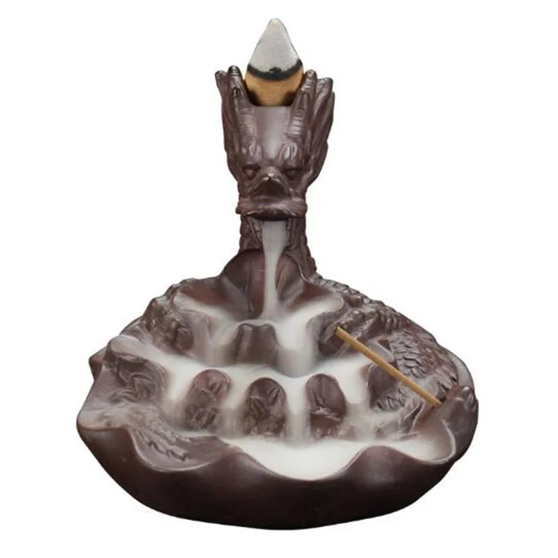 Backflow Incense Burner Incense Holder Auspicous Dragon Waterfall Aroma Furnace China Ceramic Crafts Zen Home Decor - AMULET RING STORE