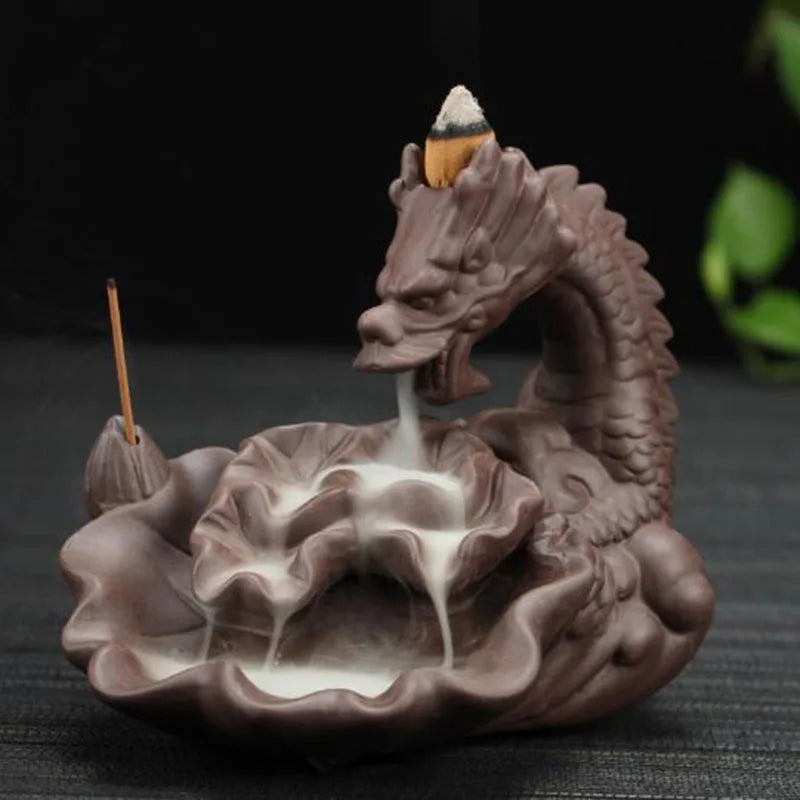 Backflow Incense Burner Incense Holder Auspicous Dragon Waterfall Aroma Furnace China Ceramic Crafts Zen Home Decor - AMULET RING STORE