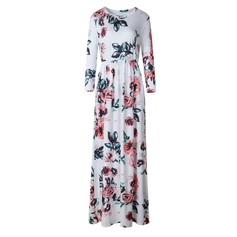 Women Summer Floral Print Maxi  2025 Loose White Boho Beach Dress Women Vintage Evening Party Long Dress Vestidos Female Robe