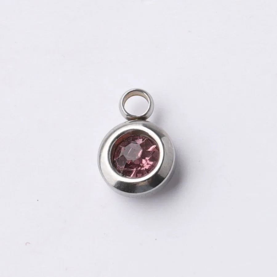 Fnixtar 60Pcs/Lot Stainless Steel Birthstone Charms 6.5mm Rhinestones Month Birthstone Charms For DIY Jewelry Making Necklace