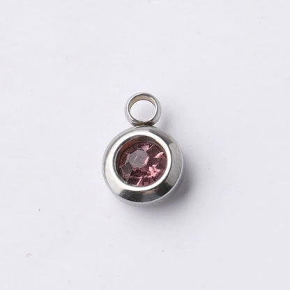 Fnixtar 60Pcs/Lot Stainless Steel Birthstone Charms 6.5mm Rhinestones Month Birthstone Charms For DIY Jewelry Making Necklace