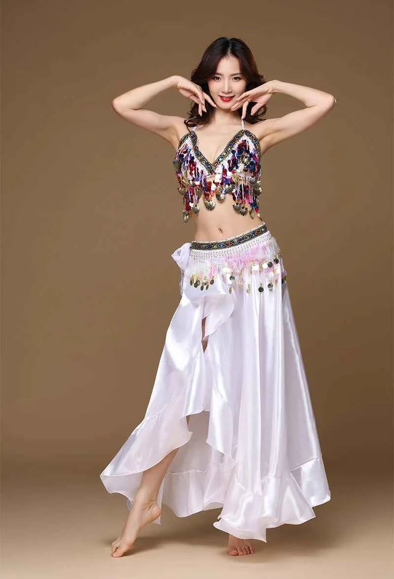 New Adult Lady Women Belly Dance Costume Oriental Bellydance Skirt Stage Performance 3pcs set Bra Belt Skirt Bellydancing Wear
