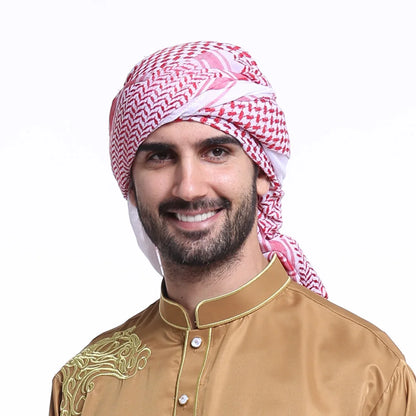 Fashion Muslim Men Prayer Hat/cap Saudi Arabia Men's Scarf Islam Turban Men Scarf Head Plaid Hijab Luxury 2019 Pink Shawl - AMULET RING STORE