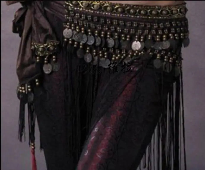 US New Belly Dance Hip Scarf Coin Belt Tribal Costume Fringe Tassel Belt Copper Belly Dancing Waist Tribal Design Conins Belt - AMULET RING STORE
