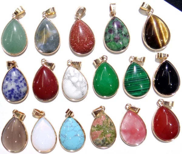Natural Stone Water Drop Shape Pendant - DIY Jewelry Charm