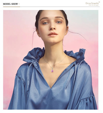 ORSA JEWELS 925 Sterling Silver 12 Color Heart Shaped Birthstone Pendant Necklace Woman Girl's Lucky Birthday Jewelry Gift APN02