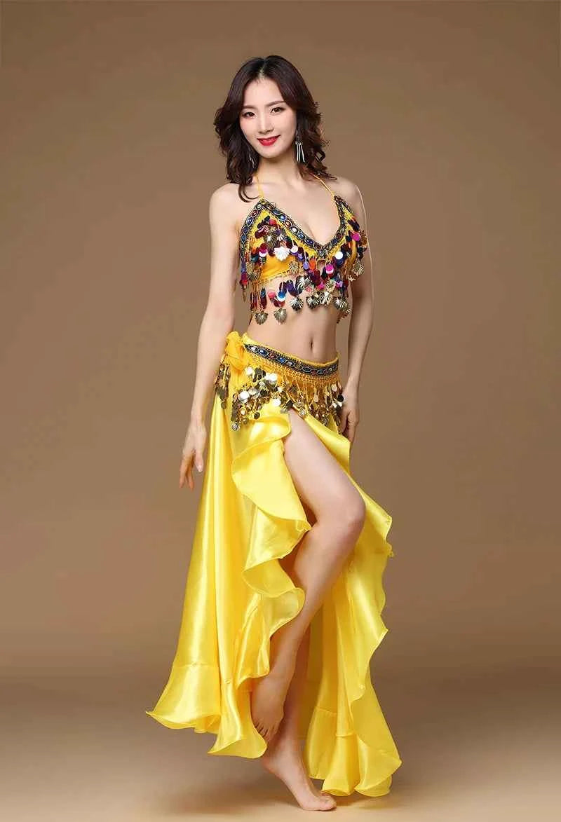 New Adult Lady Women Belly Dance Costume Oriental Bellydance Skirt Stage Performance 3pcs set Bra Belt Skirt Bellydancing Wear