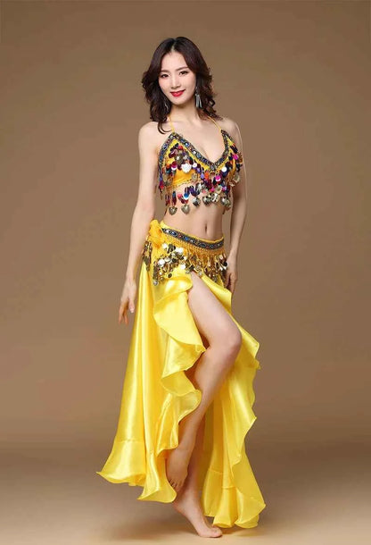 New Adult Lady Women Belly Dance Costume Oriental Bellydance Skirt Stage Performance 3pcs set Bra Belt Skirt Bellydancing Wear