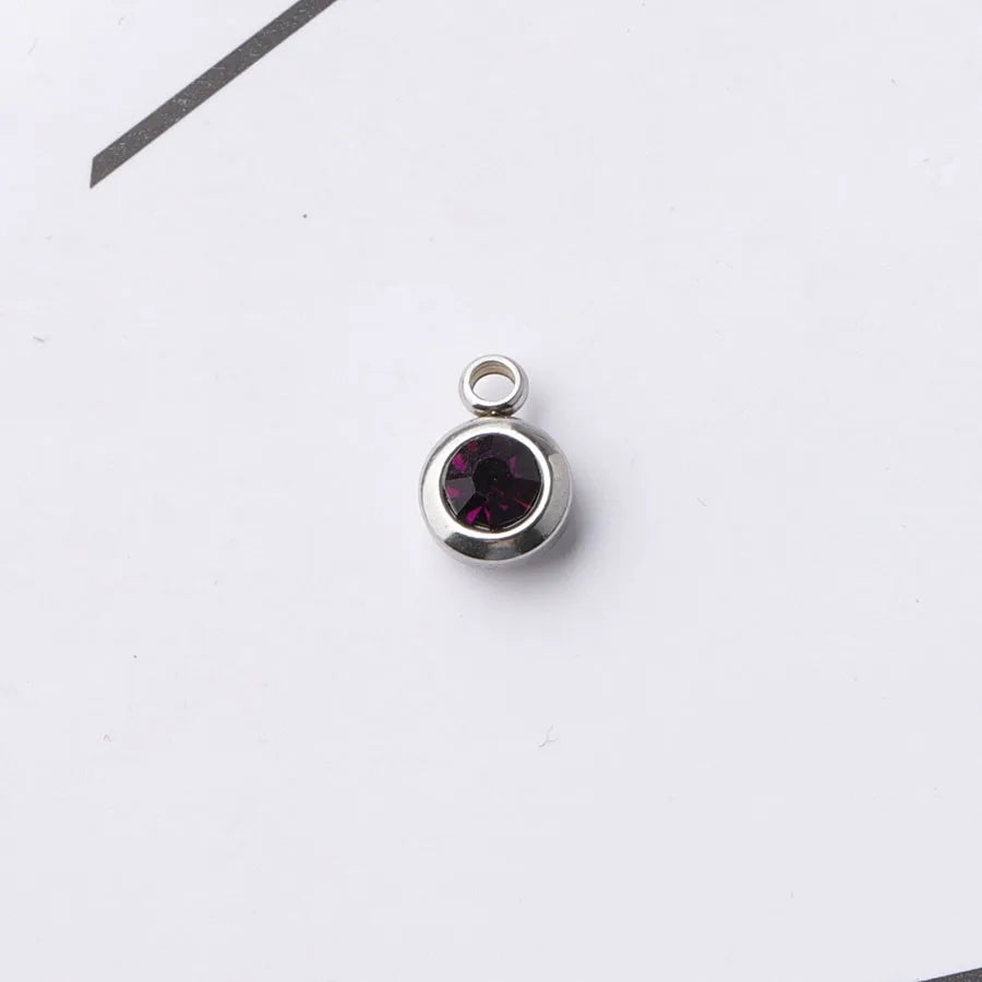 Fnixtar 60Pcs/Lot Stainless Steel Birthstone Charms 6.5mm Rhinestones Month Birthstone Charms For DIY Jewelry Making Necklace