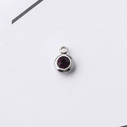 Fnixtar 60Pcs/Lot Stainless Steel Birthstone Charms 6.5mm Rhinestones Month Birthstone Charms For DIY Jewelry Making Necklace