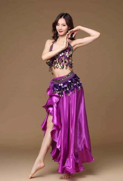 New Adult Lady Women Belly Dance Costume Oriental Bellydance Skirt Stage Performance 3pcs set Bra Belt Skirt Bellydancing Wear