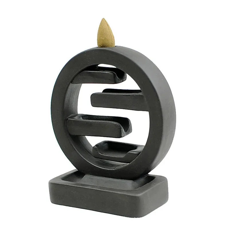 Indoor Decoration Crafts Backflow Tower Cones Censer Geometric Waterfall Aroma Burner Incense Holder Living Room Office Ornament - AMULET RING STORE
