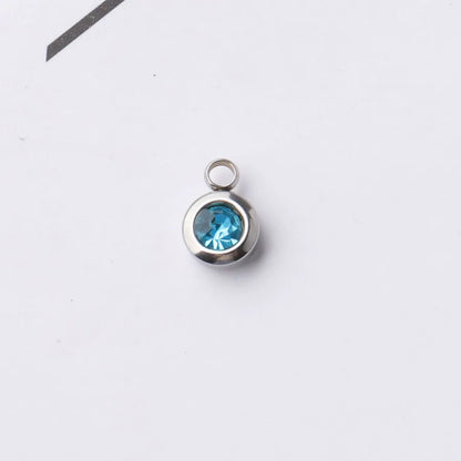 Fnixtar 60Pcs/Lot Stainless Steel Birthstone Charms 6.5mm Rhinestones Month Birthstone Charms For DIY Jewelry Making Necklace