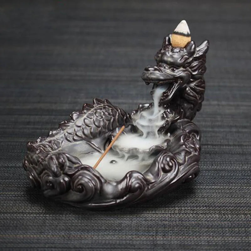 Backflow Incense Burner Incense Holder Auspicous Dragon Waterfall Aroma Furnace China Ceramic Crafts Zen Home Decor - AMULET RING STORE