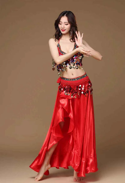 New Adult Lady Women Belly Dance Costume Oriental Bellydance Skirt Stage Performance 3pcs set Bra Belt Skirt Bellydancing Wear