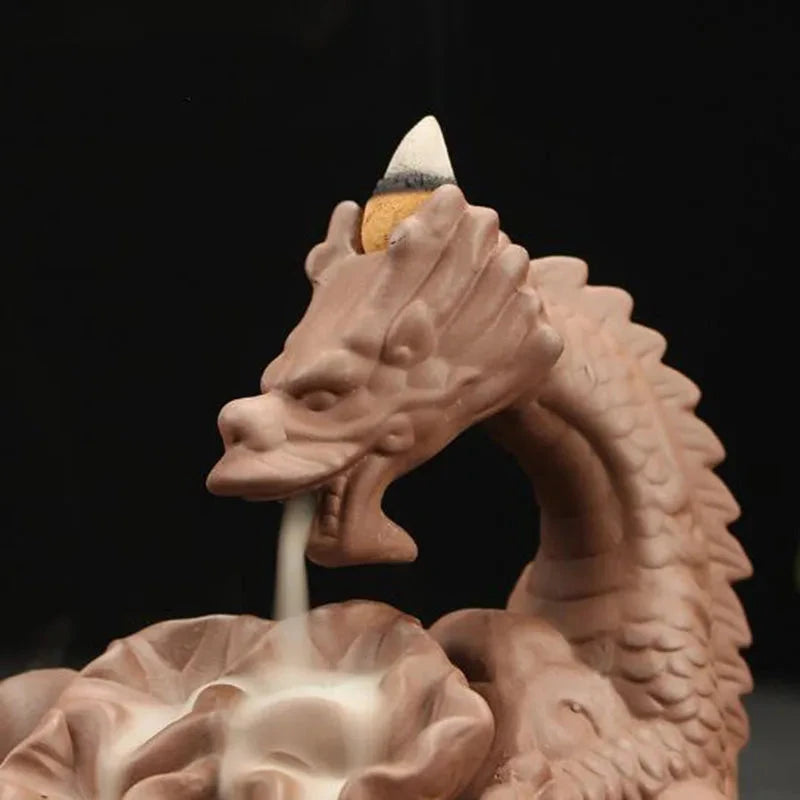 Backflow Incense Burner Incense Holder Auspicous Dragon Waterfall Aroma Furnace China Ceramic Crafts Zen Home Decor - AMULET RING STORE