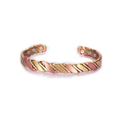 Vinterly Magnetic Bracelet Pure Copper Ball Rose Gold-color Open Cuff Adjustable Bangles for Women Twisted High Magnet Jewelry