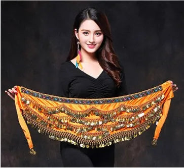1PC New Style Belly Dance Belt Newest Multi-color Glass Silk Velvet Dancing Belt Scarf Crystal BellyDance Waist Chain Hip Scarf - AMULET RING STORE