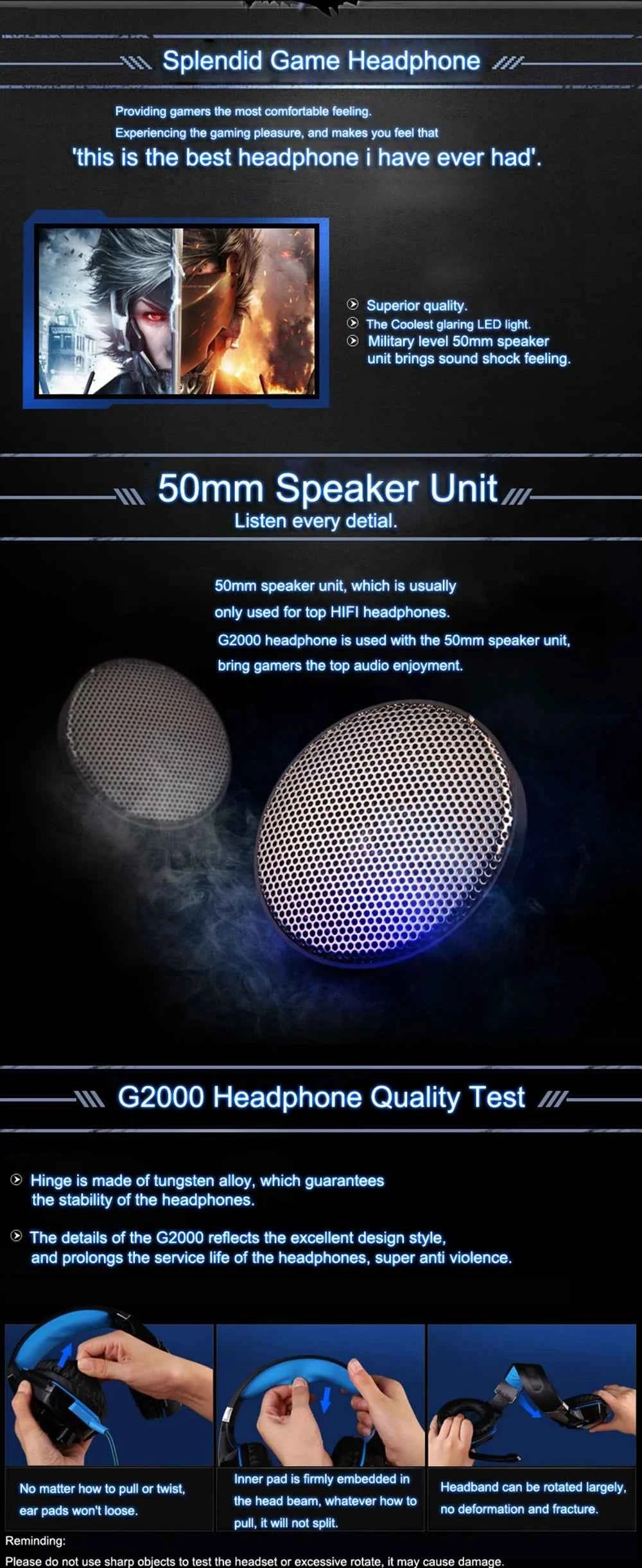 KOTION EACH Gaming Headset Casque Deep Bass Stereo Game Headphone with Microphone LED Light for PS4 Phone Laptop PC Gamer