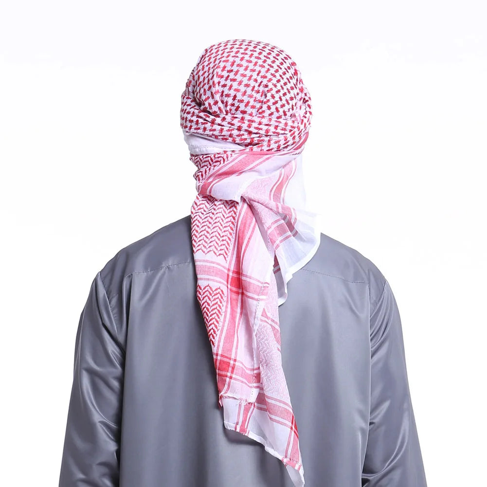 Fashion Muslim Men Prayer Hat/cap Saudi Arabia Men's Scarf Islam Turban Men Scarf Head Plaid Hijab Luxury 2019 Pink Shawl - AMULET RING STORE