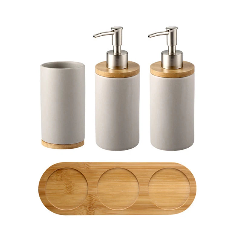 UNTIOR 3PCS Ceramic Bathroom Accessories Set Fashion Soap Dispenser Toothbrush Holder Tumbler Ceramic Household Bathroom Product - AMULET RING STORE