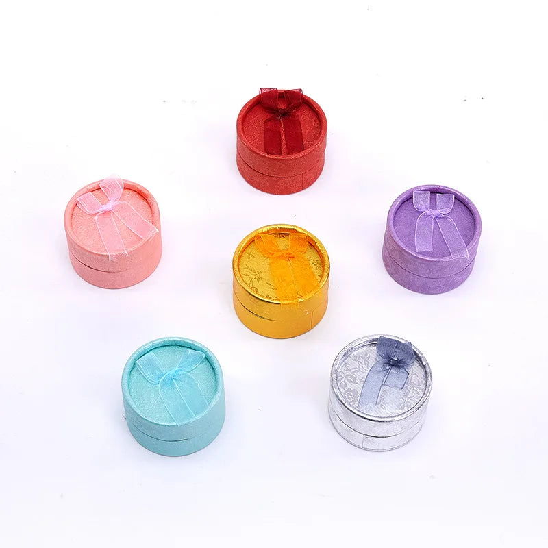Small Bowknot Round Ring Box Jewelry Display Case Jewelry Storage Organizer Gift Packaging Box 5.5*3.5cm - AMULET RING STORE