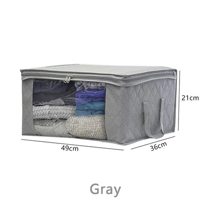 1Piece Large Storage Box Zipper Cover Window Folding Organizer Bedroom Shelf Wardrobe Cloth Toy Fabric Foldable Box For Objects - AMULET RING STORE