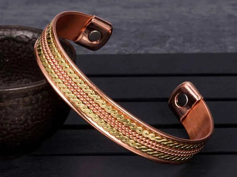Twisted Pure Copper Bracelets Adjustable 11mm Wide Magnetic Therapy Arthritis Energy Bangles Benefits Cuff Jewelry for Women