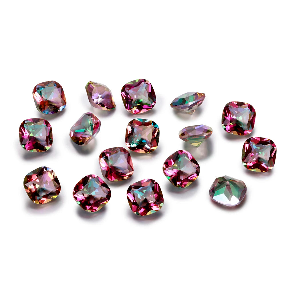 1.5-2.5ct Top Brand Rainbow Mystery Topaz Loose Gemstone 9x9MM Square Cut Stones Jewelry Decoration Stone 10 pcs/set