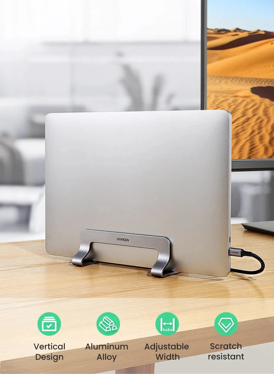 UGREEN Vertical Laptop Stand Holder For MacBook Air Pro Aluminum Foldable Notebook Stand Laptop Support MacBook Pro Tablet Stand - AMULET RING STORE