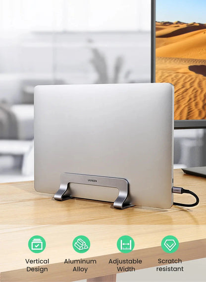 UGREEN Vertical Laptop Stand Holder For MacBook Air Pro Aluminum Foldable Notebook Stand Laptop Support MacBook Pro Tablet Stand - AMULET RING STORE