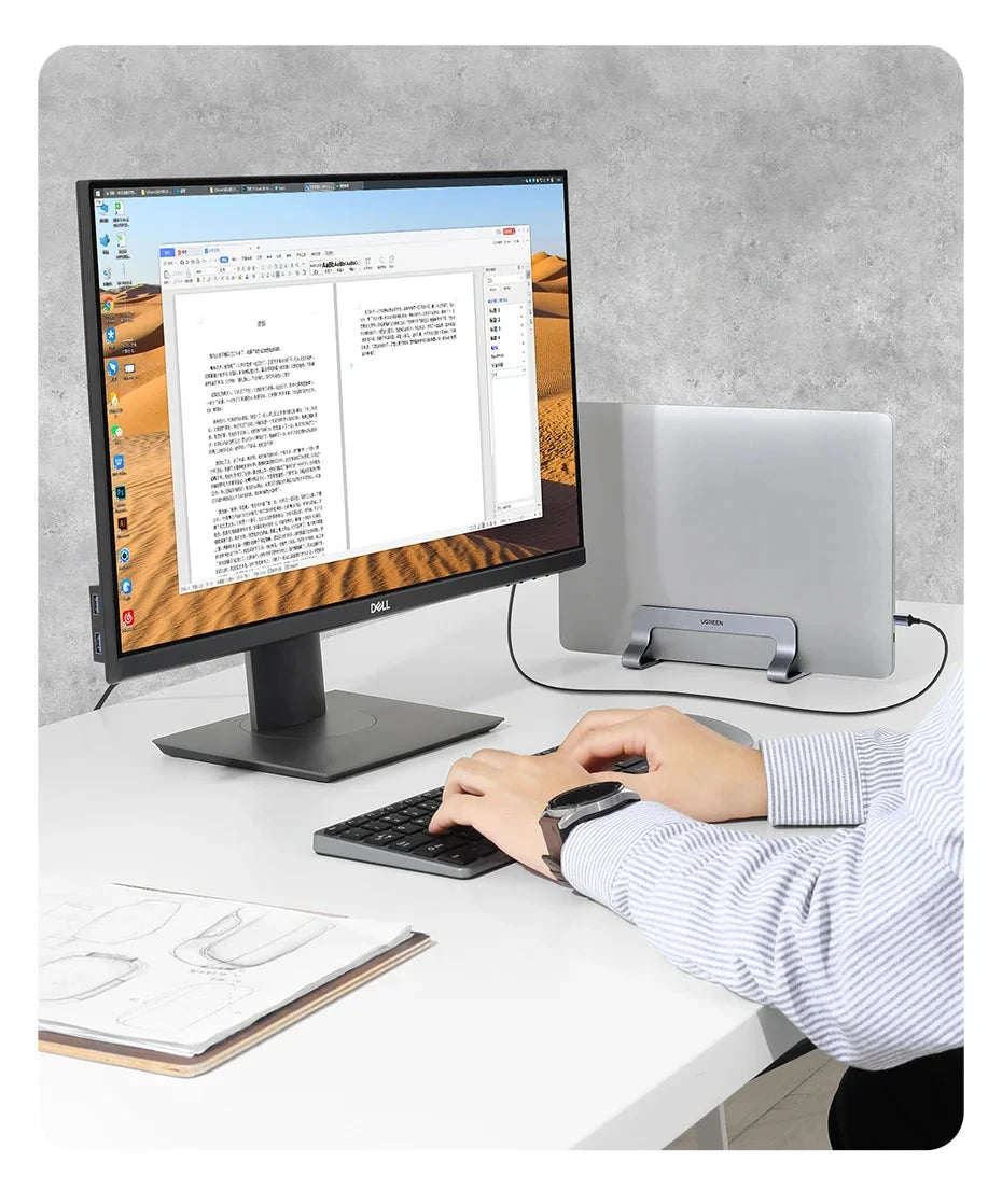 UGREEN Vertical Laptop Stand Holder For MacBook Air Pro Aluminum Foldable Notebook Stand Laptop Support MacBook Pro Tablet Stand - AMULET RING STORE