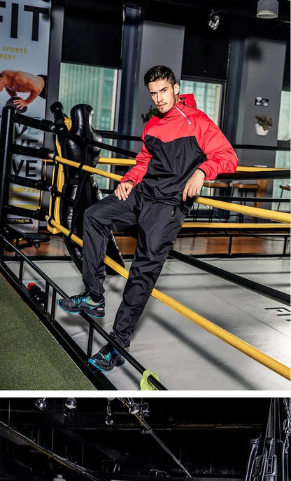Sauna Suit Women Gym Clothing Set Men Pullover Hoodies Tops Running Fitness Exercise Sportswear Weight Loss Sweating Sports Suit