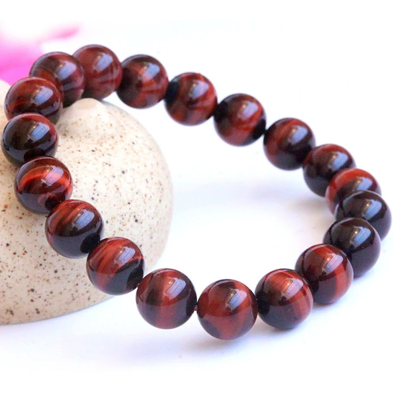 Natural Red Tiger Eye Stone Bracelet Buddhist Rosary Women Fashion Jewelry Reiki Healing Meditation Prayer Rope Rosary Bracelet