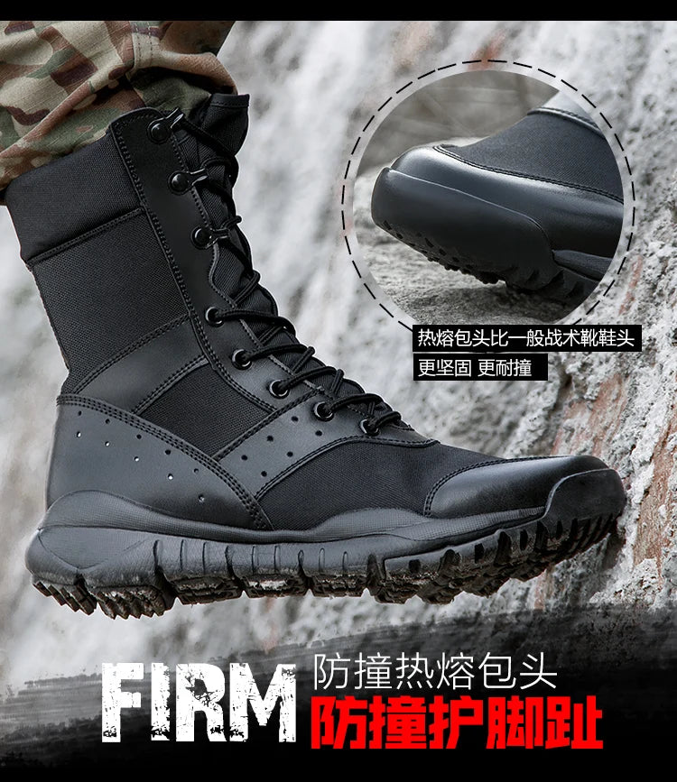 Summer Combat Boot Men Women Climbing Training Lightweight Waterproof Tactical Boots Outdoor Hiking Breathable Mesh Shoes - AMULET RING STORE
