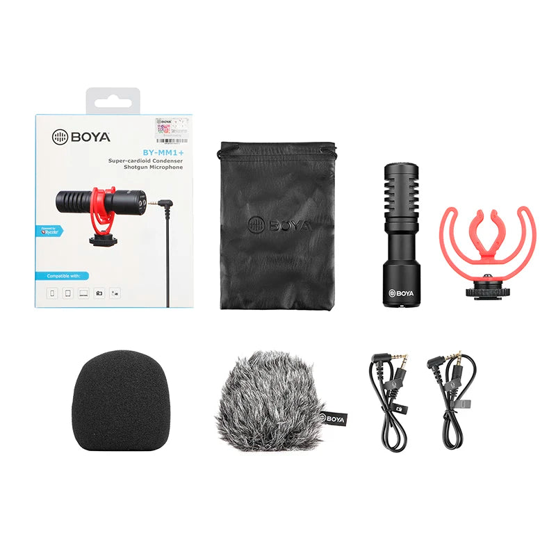 BOYA BY-MM1 Professional Cardioid Shotgun Microphone for iPhone Android Smartphone PC Canon Nikon DSLR Camera Recording Vlog