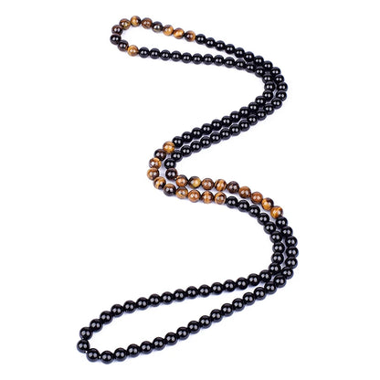 Natural Tiger Eye Stone Beads Necklaces Men Fashion Meditation Yoga Necklaces for Women New Design Handmade Reiki Prayer Jewelry