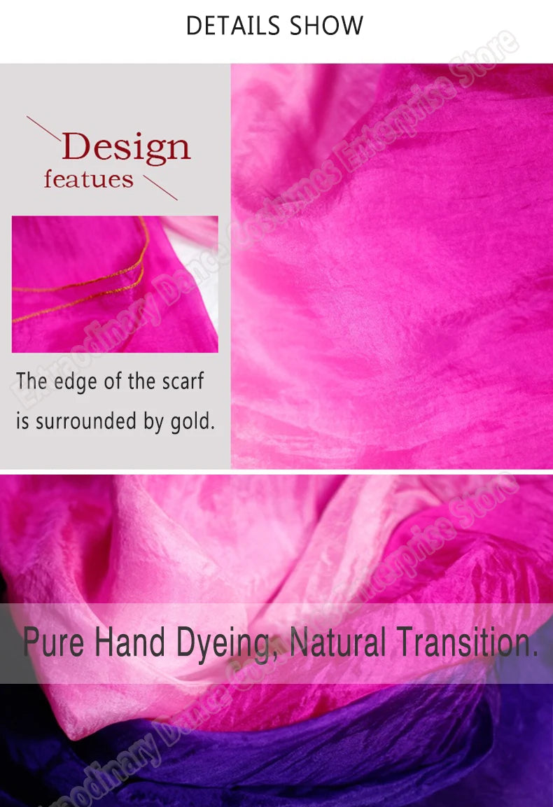 Silk Shawl For Belly Dancing Shawls Belly Dance Silk Veil Scarves Face Customized Hand Thrown Scarf Gradient 200cm 250cm 270cm