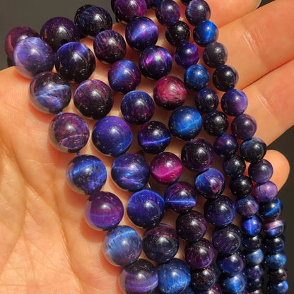 Natural Stone Multicolor Tiger Eye Round Loose Beads For Jewelry Making 4 6 8 10 12 14mm DIY Bracelet Accessories 15'' Strands - AMULET RING STORE