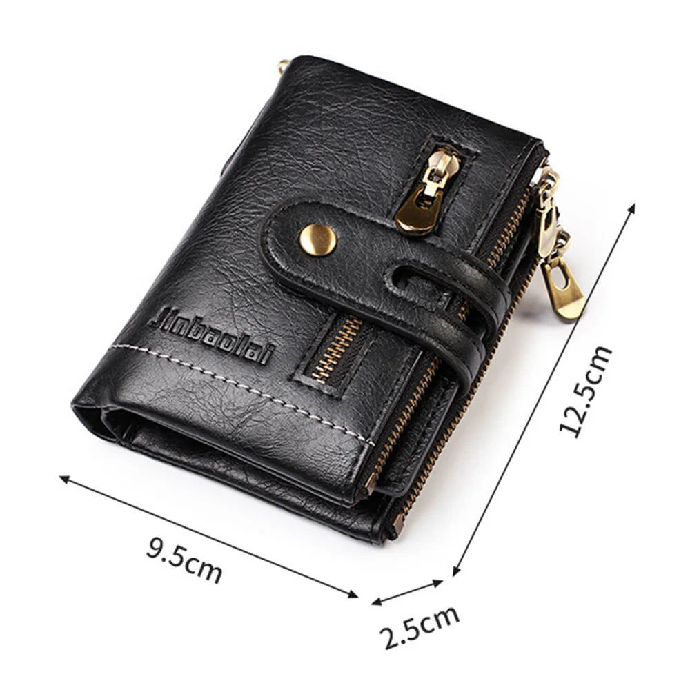 New Men Wallets PU Leather Short Card Holder Chain Luxury Brand Men's Purse High Quality Classic Retro Male Wallet - AMULET RING STORE