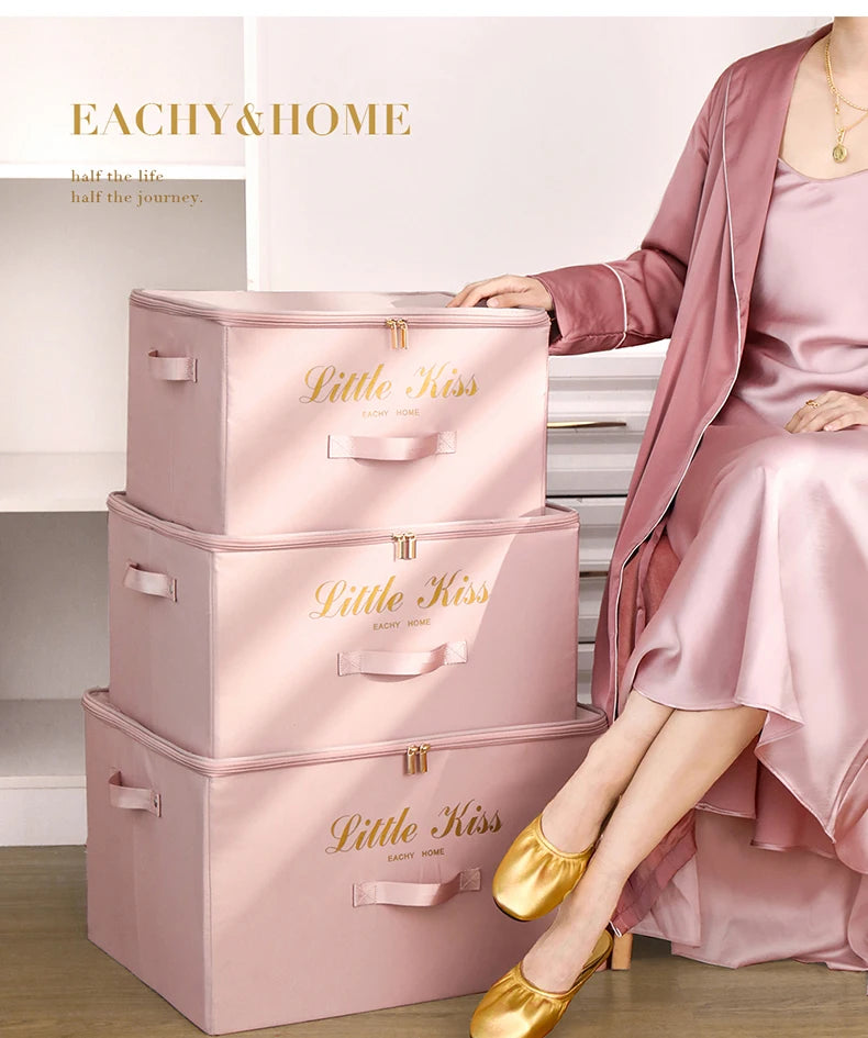 Foldable Storage Box Clothing Quilt Organizer Fabric Caja Organizadora Clothes Container Closet Home Organizer Large Capacity - AMULET RING STORE