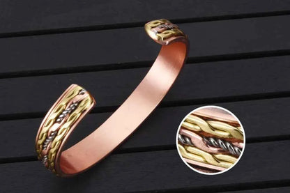 Vinterly Cross Copper Bracelets Gold-color Rose Twisted Magnetic Women Adjustable Open Cuff Bangles Resizable Jewelry Magnets