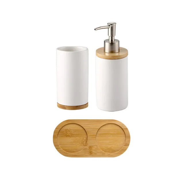 UNTIOR 3PCS Ceramic Bathroom Accessories Set Fashion Soap Dispenser Toothbrush Holder Tumbler Ceramic Household Bathroom Product - AMULET RING STORE