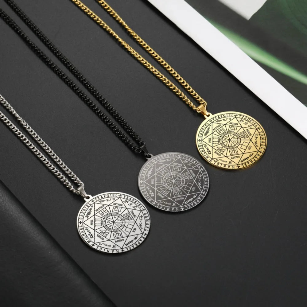 Skyrim Seal of Solomon Seven Archangel Necklace Men Women AMULET RING STORE