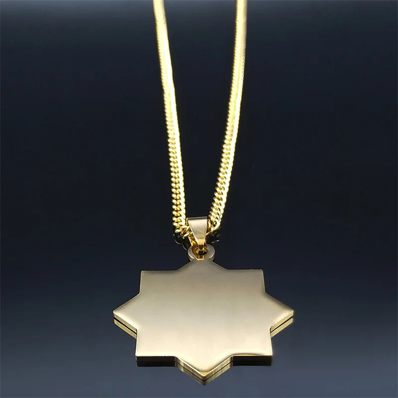 2024 Muslim Islamic Quran Stainless Steel Chain Necklace Women/Men Gold Color Necklaces Pendants Jewelry gargantilla N2279S05