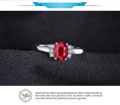 JewelryPalace Oval Red Natural Red Garnet 925 Sterling Silver Rings for Women Fashion Engagement Gemstone Birthstone Jewelry
