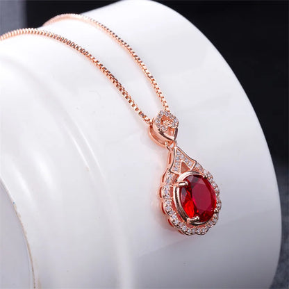 Genuine Real 14 K Rose Gold Pendant Natural Ruby Necklace Jewelry Slide Joyeria Fina Para Mujer Gemstone 14K Collares Necklaces